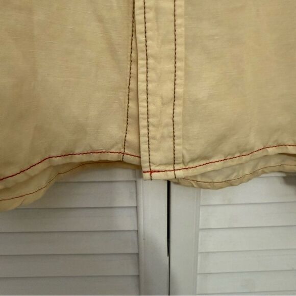 Ryan Michael Pale Yellow Silk Linen Blend Long Sleeve Western Rodeo Shirt - Picture 7 of 14